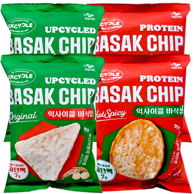CJ 익사이클 바삭칩 45g X 4봉 (오리지널 2봉/핫스파이시 2봉)