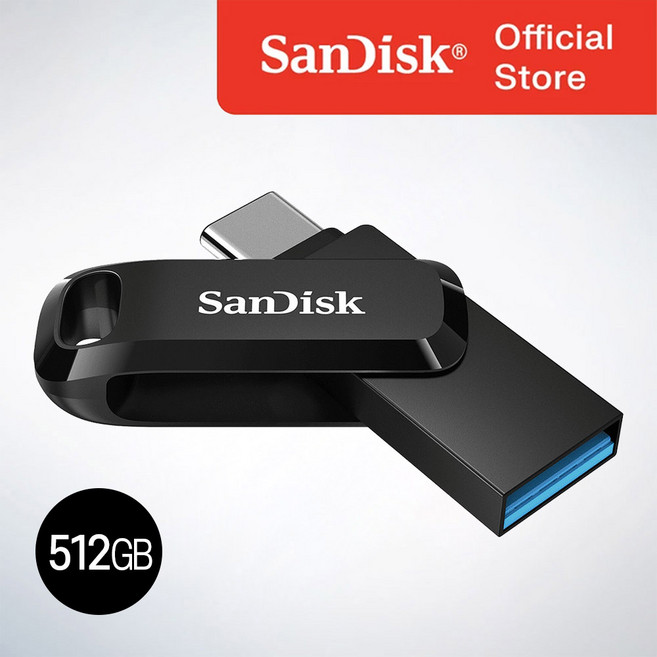 샌디스크 공식인증제품 USB 메모리 Ultra Dual Go 울트라 듀얼 고 Type-C OTG SDDDC3, 512GB, 블랙, 1개