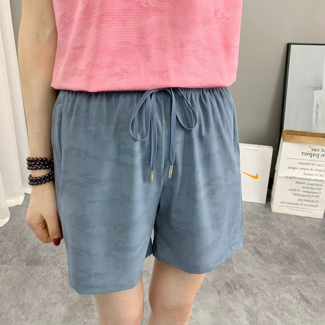 Nike 迷彩冰絲休閒短褲 涼感透氣舒適 寬鬆運動居家款 霧霾藍 XL