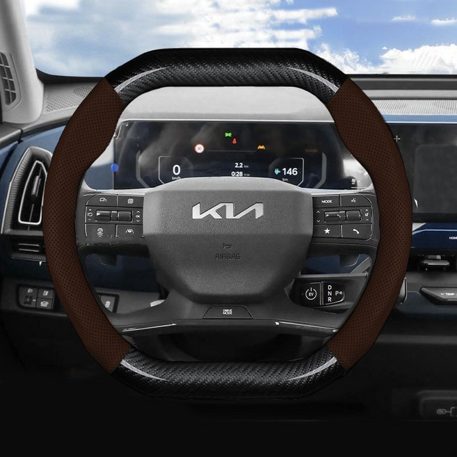 카엣지 더블 D컷 타공 나파가죽 카본 핸들커버, 모카 브라운(DBD-06)