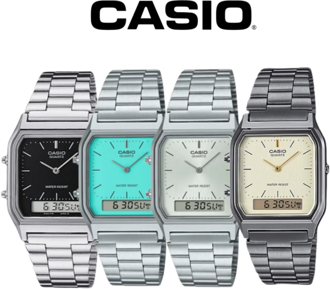 카시오 메탈시계 사각 스퀘어 남자 여자 손목시계 AQ-230A