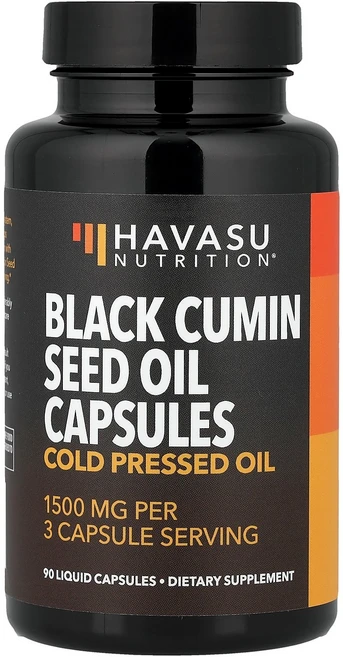 하바스 뉴트리션 Havasu Nutrition 블랙 커민 씨오일 냉압착 오일 액상 캡슐 90정캡슐당 500mg125644원산지:기타, 하바스 뉴트리션 Havasu Nutrition, 블랙, 1개 - 쿠팡