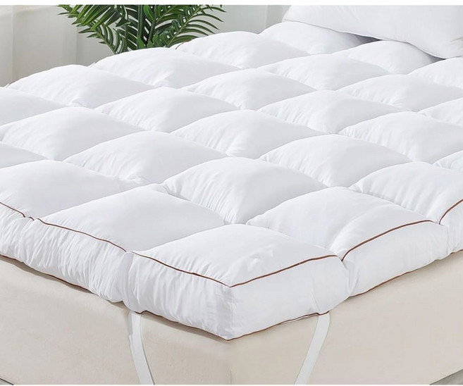 WHATSBEDDING 3인치 메모리 폼 매트리스 토퍼 허리 을 위한 킹 사이즈 1700GSM 플러피 파쇄 충전 베개 탑 엑스트라 소프트 침대 두꺼운 다운 대체 안감 78X80인치, White (Multi Layer Filling), Full