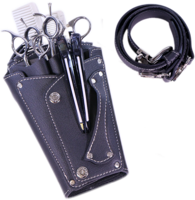 [롤킹] 미용 가위집 넘버원 5정 가위 케이스 가방, 1개, 블랙