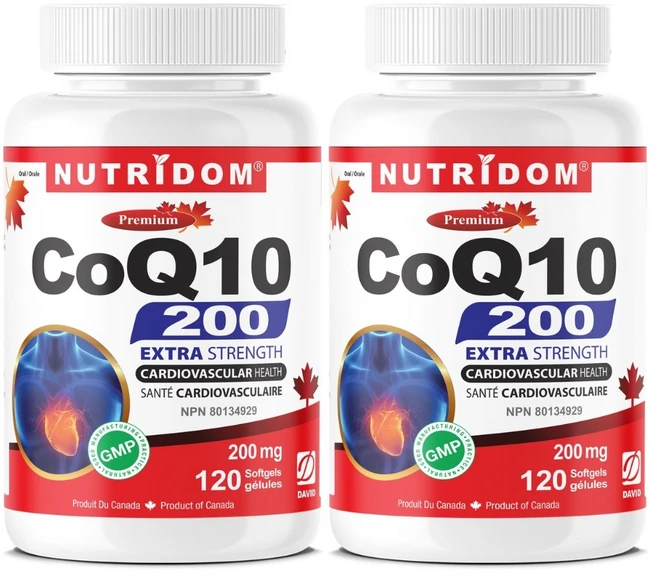 (2병) 뉴트리돔 코엔자임Q10 200mg CoQ10 EXTRA STRENGTH 코큐텐 120소프트젤 캐나다 직구, 2개, 120정 - 쿠팡