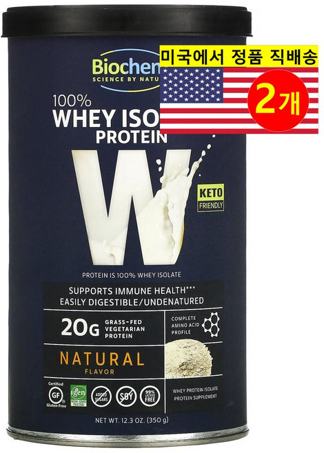 Biochem 바이오쳄 100% 분리 유청 프로틴 파우더맛, 2개