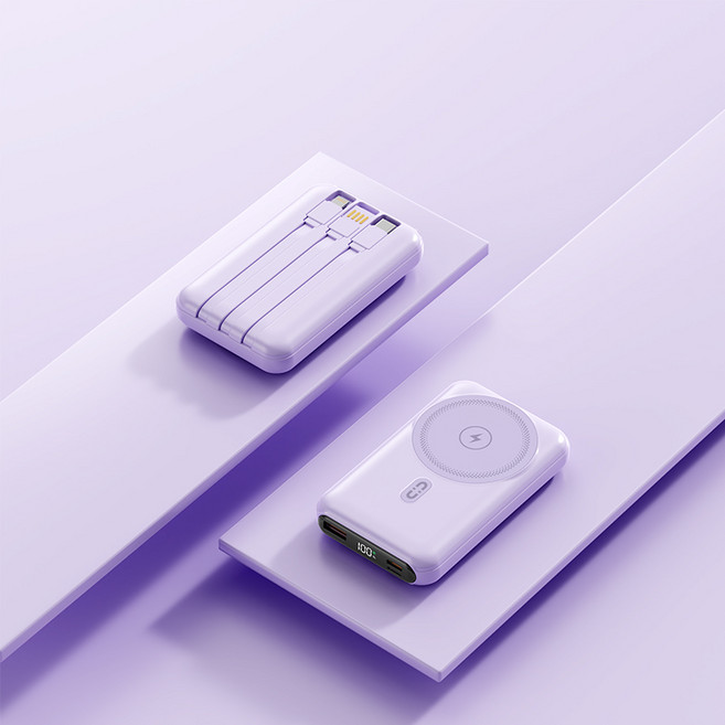 GoaTa 대용량 20000mAh 보조배터리 슈퍼 급속충전 무선충전 맥세이프 보조배터리 항공 표준에 부합, 자주색