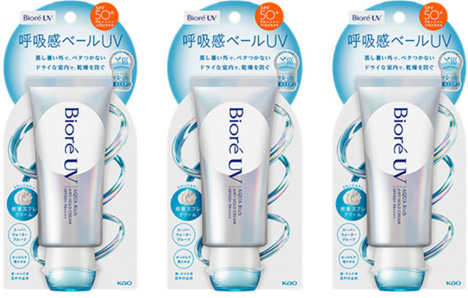 비오레 선크림 아쿠아리치 에어리홀드 UV 수플레 호흡감 베일 70g, 3개