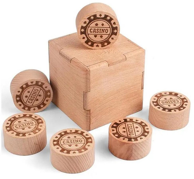 나무 상자 카지노 퍼즐 두뇌 티저 로직 게임, 기본, 1개