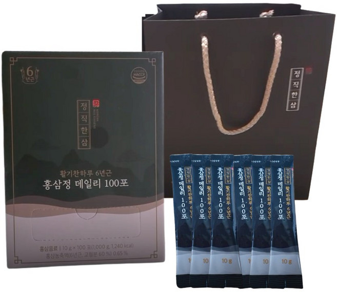 정직한삼 정성가득 진한 프리미엄10g x 100포(쇼핑백), 100개, 10g