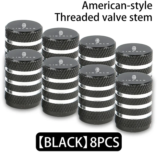 호환 링컨 차량 캡 알루미늄 타이어 휠 스템 에어 밸브 캡 방진 커버 네비게이터 기관차 MKC MKZ MKX Voya, 01 China Mainland, 03 black-8PCS