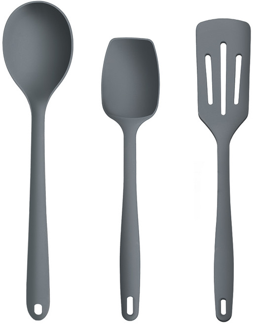 더하리 국산 플래티넘 실리콘 조리도구 3종세트, 1세트, 차콜그레이, 다용도스푼+깔끔주걱+뒤집개