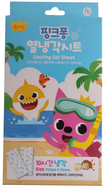 ABPLUS 아텍스 핑크퐁 아기상어 열냉각 해열시트, 6개입, 3개
