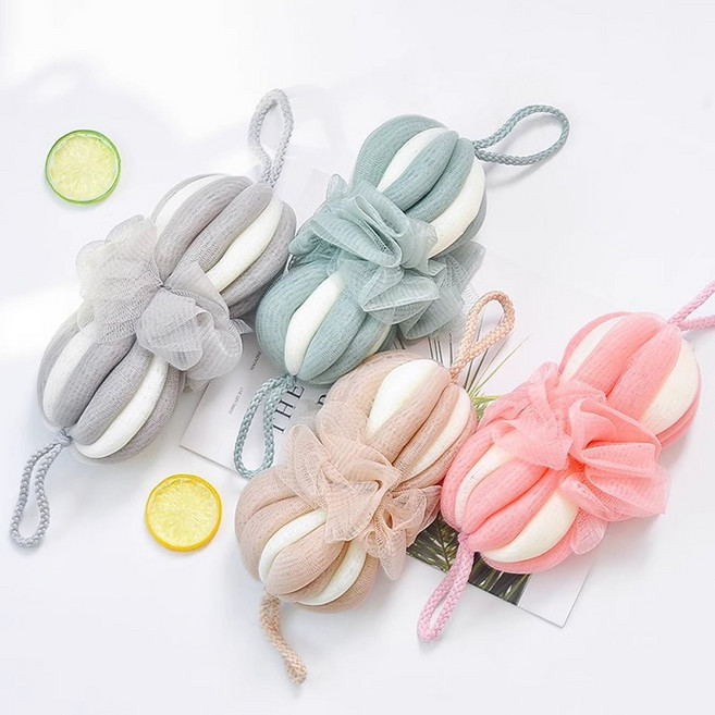 모얀트 늘어나는 롱 슬링 샤워볼, 1세트, 4개입, 그레이+그린+베이지+핑크