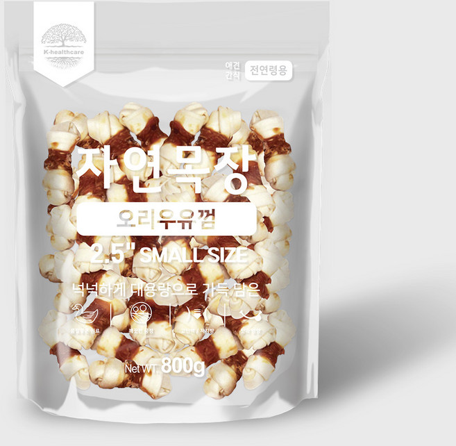 자연목장 대용량 가성비 강아지간식, 1개, 800g, 오리 우유껌 소형