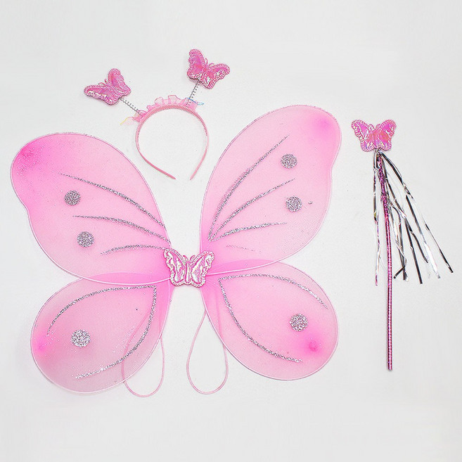 3종 망사 나비날개 천사날개 머리띠 포함 재롱잔치, 핑크
