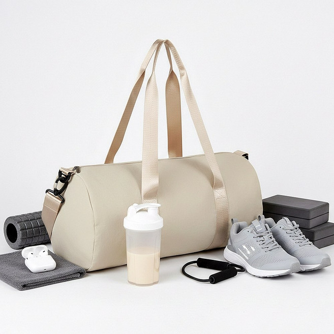 듀엘라 스포츠 여행용 나일론 방수 가벼운 더플백 트래블백, 1개, 베이지