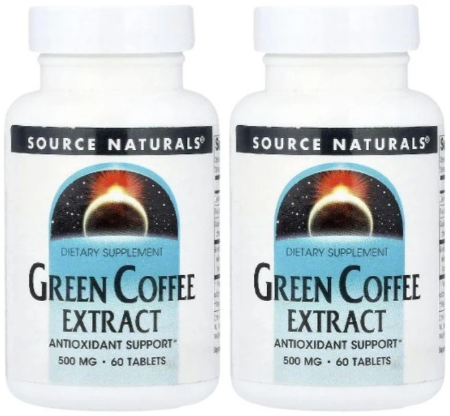 1+1 소스내츄럴스 그린 커피콩 추출물 500mg 60정 클로로겐산 칼슘 비건 글루텐프리, 2개 - 쿠팡