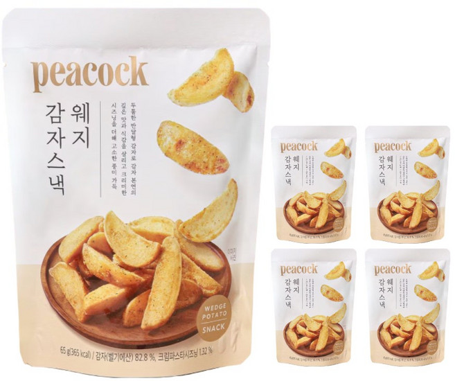 피코크 웨지감자 스낵 크림파스타 시즈닝 감자과자, 5개, 65g