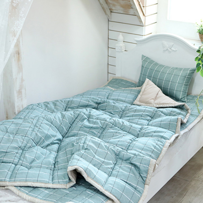 [A급베개솜포함] [밴딩처리] 사계절 침구3종 세트 차렵이불 + 카페트겸패드 + 베개커버 + A급 베개솜