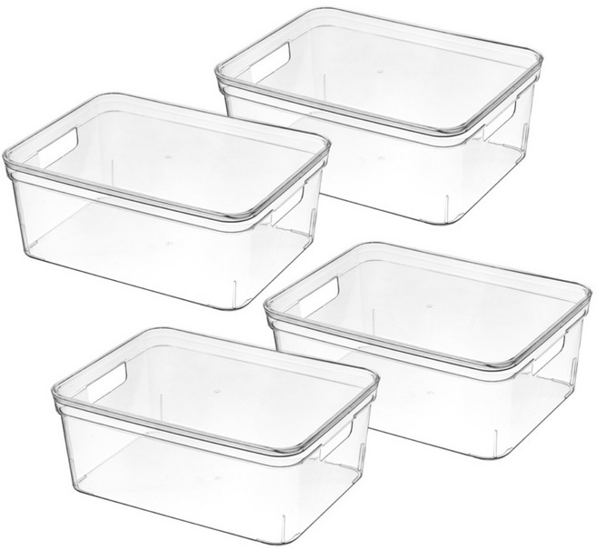 리빙 박스 팬트리 정리 책 바구니 장난감 수납함 ORT 정리함, 4개