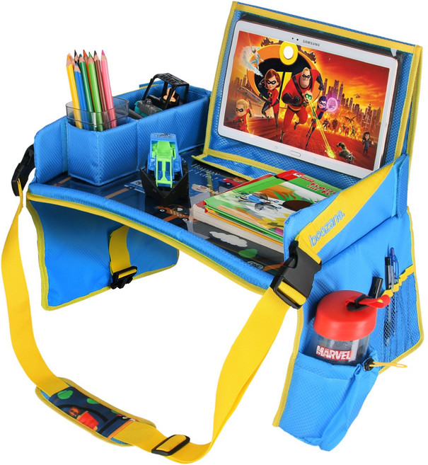 [신개념 여행 솔루션] 키즈 플레이보드 (핑크/그레이/블루) 카시트 트레이 테이블, 블루, 1개