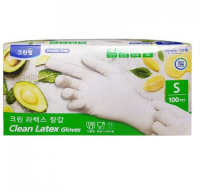 크린 라텍스 장갑 S M L 100매 일회용 장갑 의료용 수술용 실험용 요리용, 1개