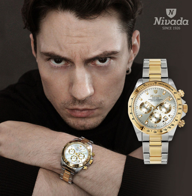 NIVADA 니바다 남성용 크로노그래프 메탈시계 1002 쇼핑백 증정