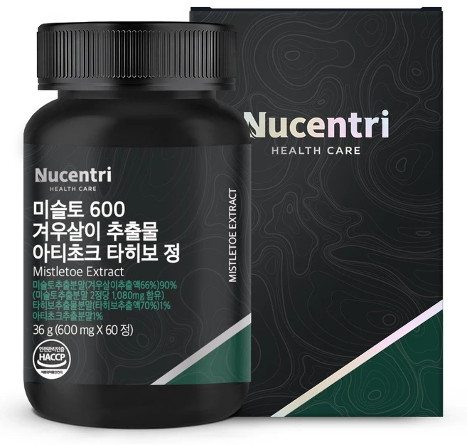 뉴센트리 미슬토 추출물 겨우살이 타히보 아티초크 추출물 정, 1개, 60정 - 쿠팡