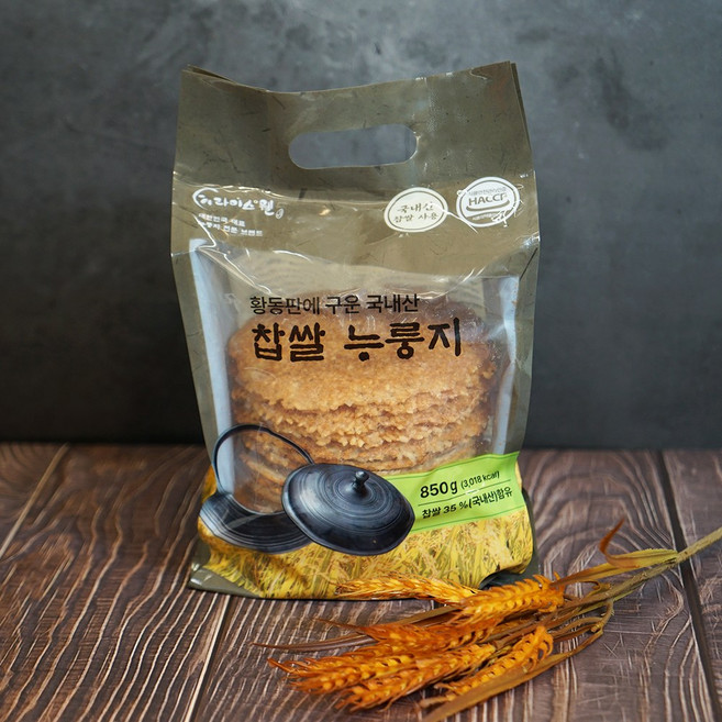 [라이스웰] 황동판에 구운 국내산 찹쌀누룽지 850g, 4개