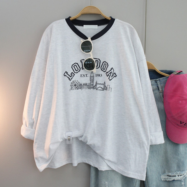 달콩 여성 83배색라운드긴팔티 봄신상 간절기