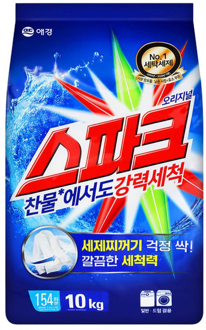 스파크 찬물전용 가루세제 리필 10kg, 1개