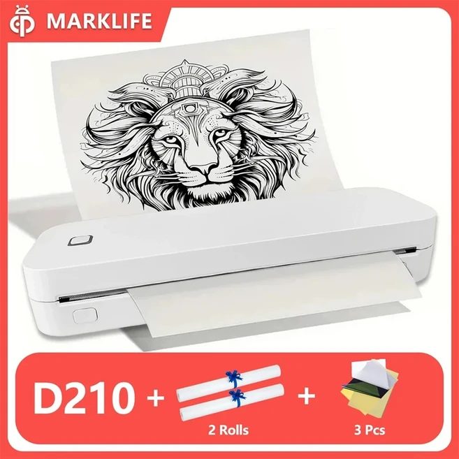 Marklife 휴대용 A4 열전사 프린터 블루투스 호환 사진 PDF 인쇄 기계 사무실 가정 여행용 접이식 롤 용지, 07 White 2 Roll Paper, 06 White 2 SMPSll Paper