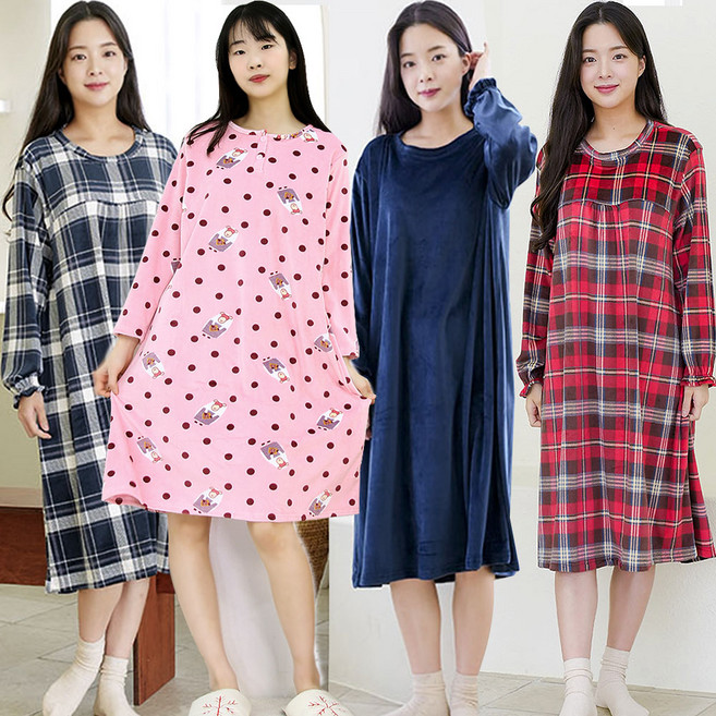 [하랑이플]겨울 울트라밍크 수면원피스 10종 캐릭터 잠옷원피스 홈웨어 이지웨어 스판 파자마 극세사 원피스