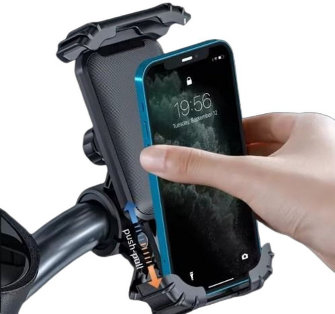 리카렌 자전거 오토바이 핸드폰 거치대, 블랙, 1개