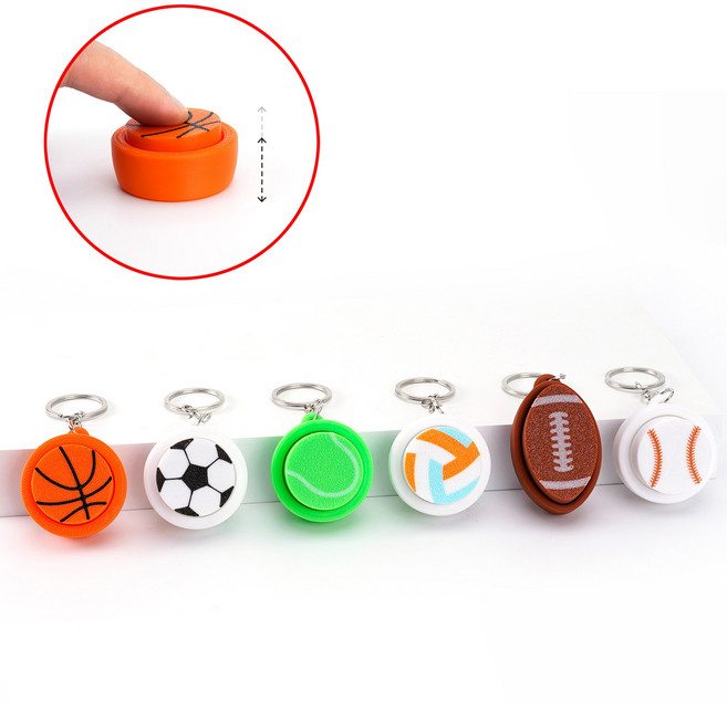 공모양 키캡 키링 클리커 피젯토이 6종 딸깍딸깍 청축 타건감 클릭커 키홀더 야구키링, 축구공, 1개