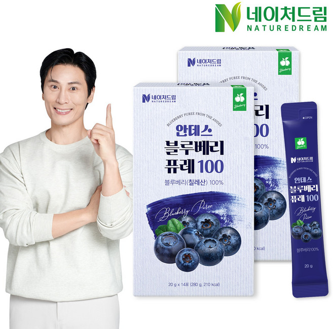 네이처드림 안데스 블루베리 퓨레 14포, 2개, 280g