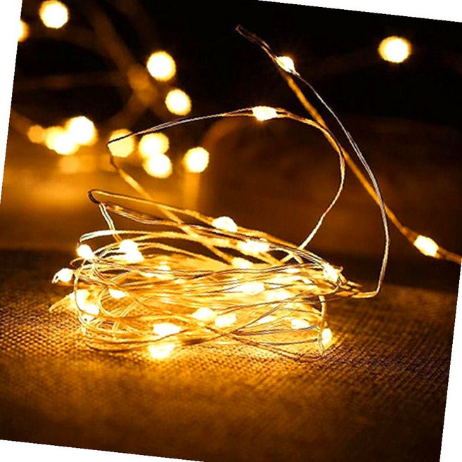 LED와이어전구 조명램프 2M + 건전지, 웜화이트, 1개