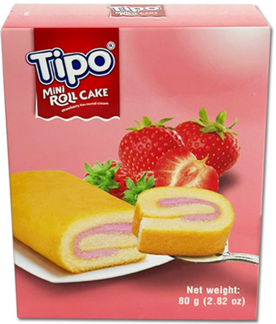 티포 미니 롤케익 딸기맛 수입 빵 아이들 간식, 10개, 80g