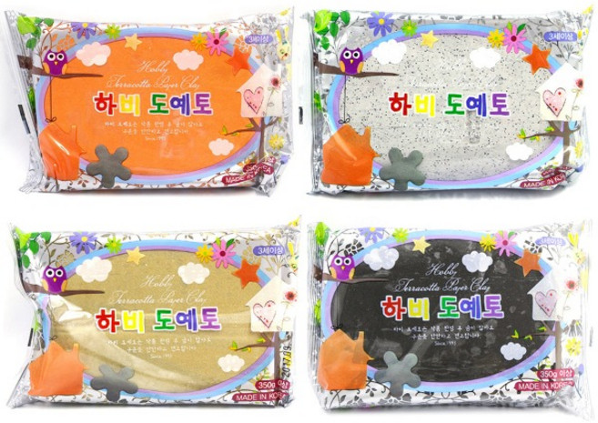 (todan) 하비 도예토 350g 찰흙 검정 베이지 주황 대리석 (선택x1팩)