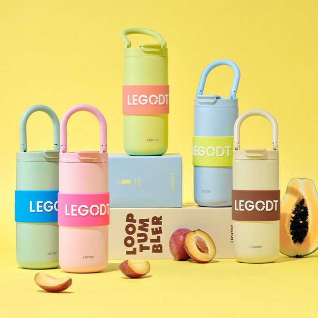 레고트 손잡이 스탠 텀블러 600 휴대용 보냉 보온 병, 1개, 600ml, 분홍(핑크)