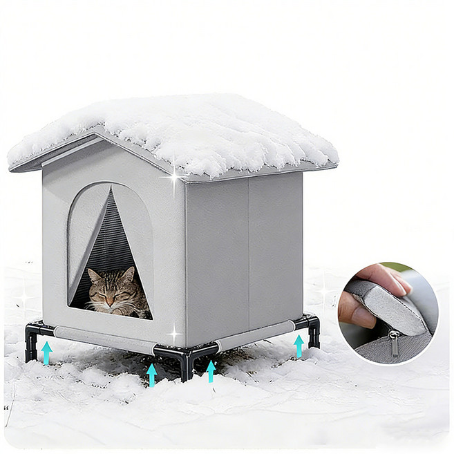 HLOMOM 防水貓屋貓窩, 防寒保暖 升高支架, 1個