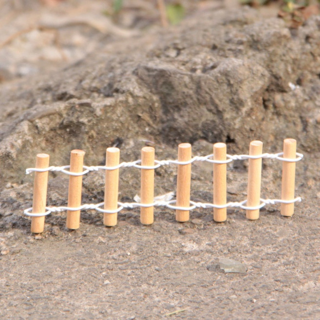 日式圓柵欄 微景觀, 原木色