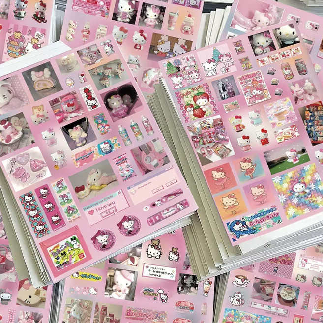 산리오 씰스티커 세트 다꾸 다이어리 꾸미기 칼선 귀여운 2탄, 인형 키티