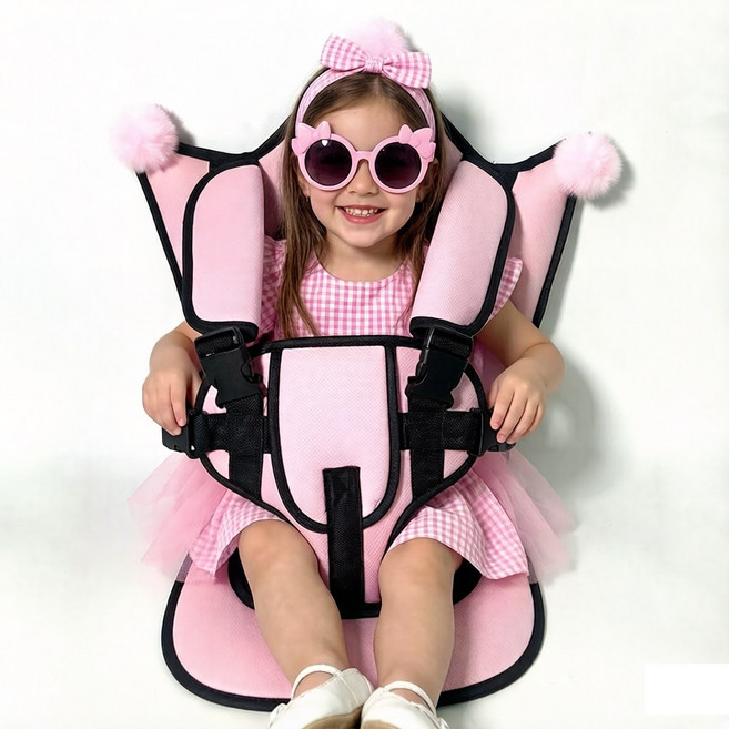 Anteater 휴대용 카시트 보조 카시트 간이 사계절 간이 안전 좌석 보조 안전벨트, 사진색-BB, 1개