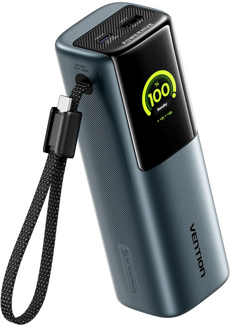 벤션 POWERHIVE PD PPS 노트북 고속충전 대용량 보조배터리 200W 27000mAh PD3.1 140W 지원, 그레이, FKGH0