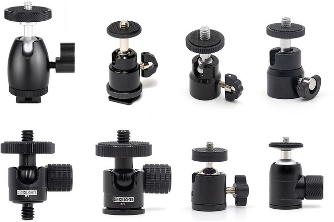 미니 볼 헤드 8종 개인방송장비 촬영용품 삼각대 스탠드 조명 마이크 연결 콜드슈 핫슈 1/4, 옵션6 AC-B12, 1개