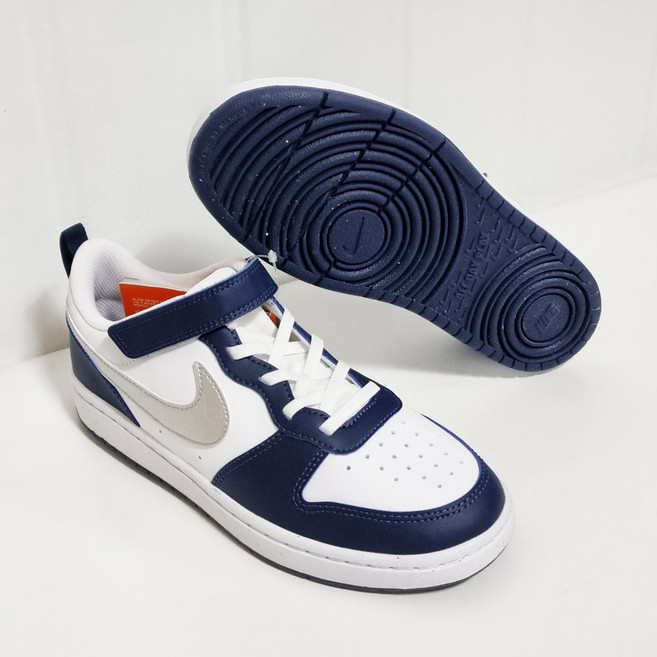 나이키 키즈 코트버로우 네이비 화이트 벨크로 운동화 깔끔하고 편한 어린이 신발 사은품증정