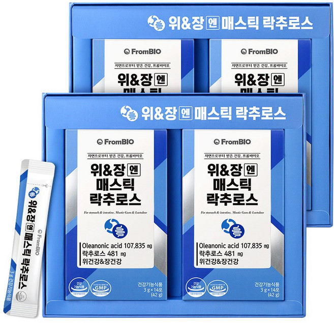 프롬바이오 위&장엔 매스틱 락추로스 유산균 매스틱검 프로바이오틱스 유산균 다이어트, 42g, 4박스