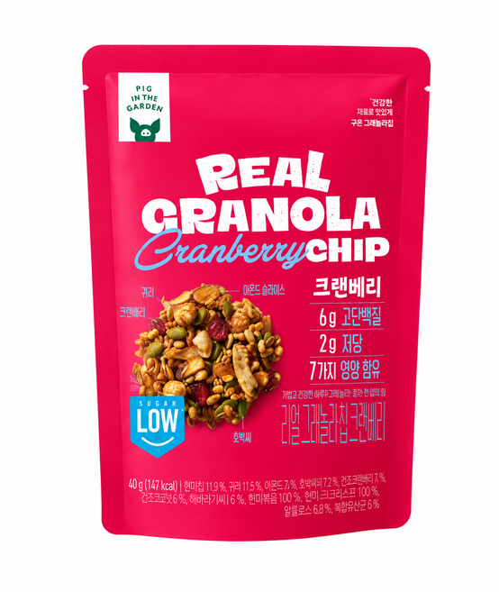 피그인더가든 리얼 그래놀라칩 크랜베리, 4개, 40g